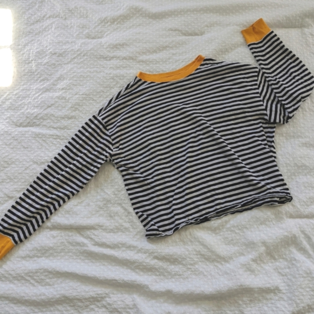 Striped Cropped Long-sleeve Tee